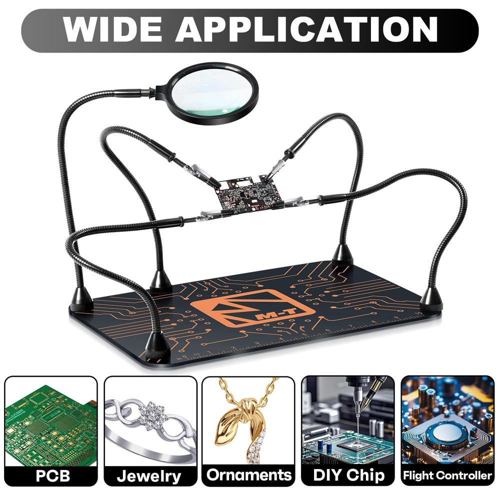 Helping Hands Soldering Station, Magnetic Third Hand Tool PCB Holder with 5X ...