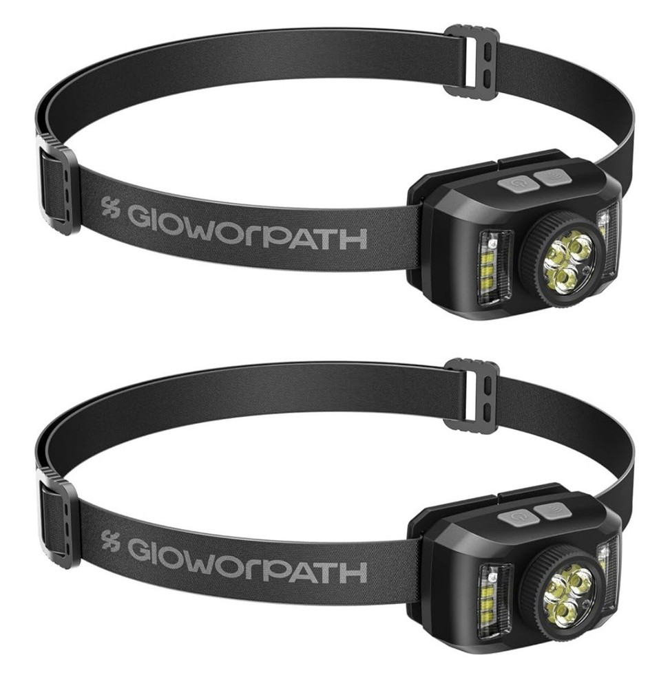 Rechargeable LED Headlamp - Black, 2 Pack