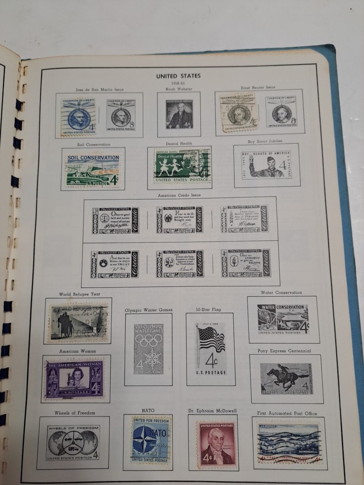 Vintage 1963 The Harris Freedom Album U.S. & U.N. Postage Stamp Book Incomplete