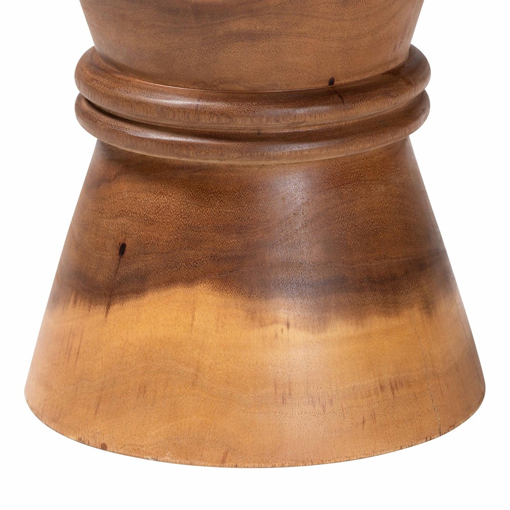 bali & pari Samira Solid Suar Wood Side Table - Handcrafted Sculptural End Table
