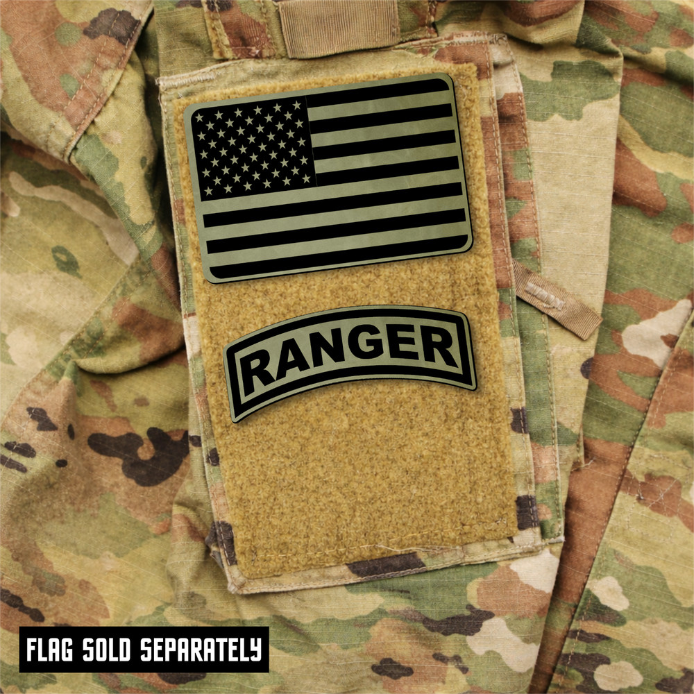 Ranger Tab Engraved Tactical Morale Patch, 1" x 2.6" Hook & Loop Rocker Tab