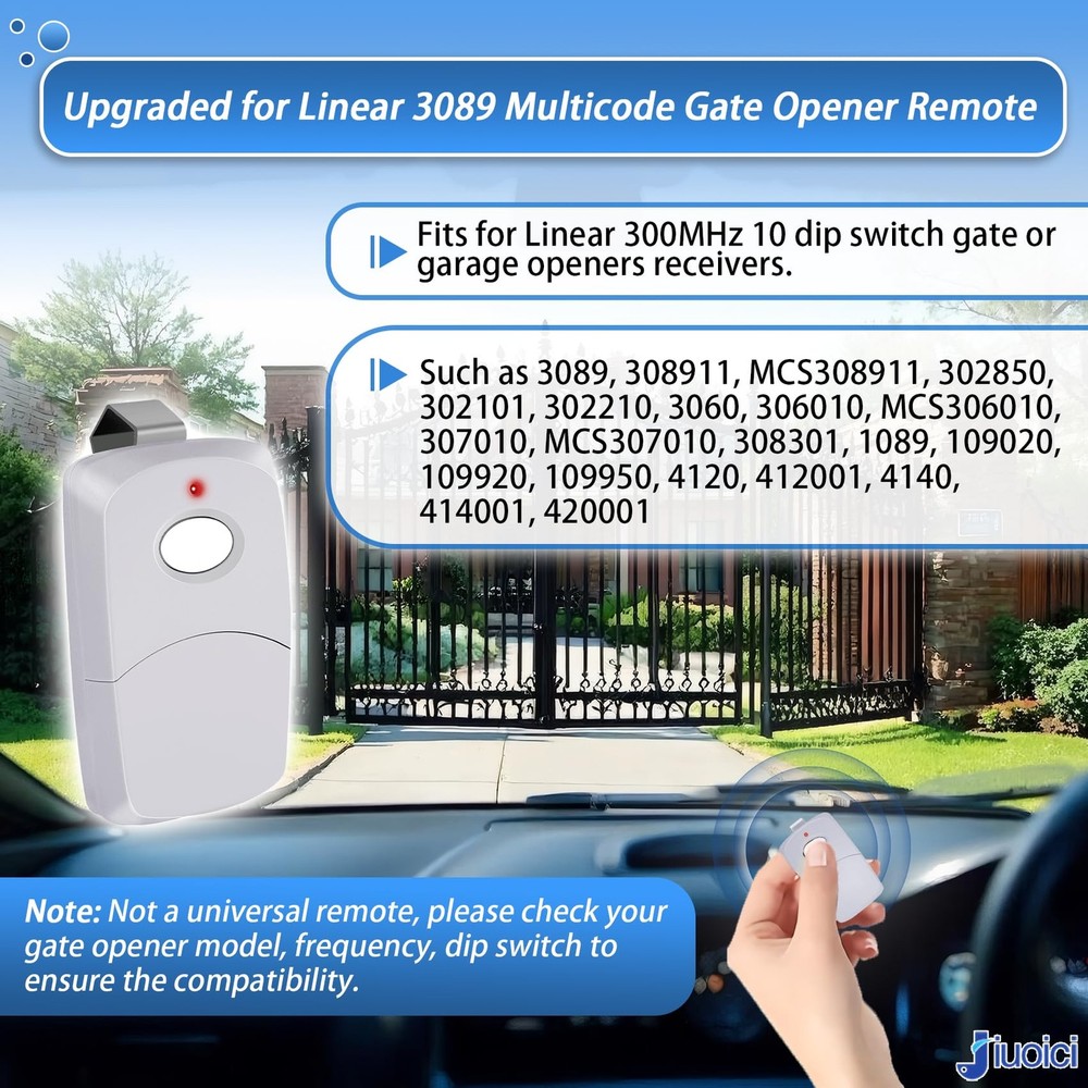 Upgraded for Linear 3089 Multicode Gate Opener Remote, 308911 Multicode Remot...