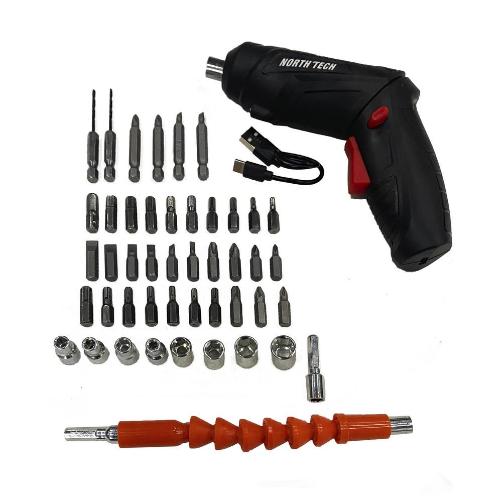 Cordless Power Screwdriver North Tech 203-6647 W/ Bits Extension Hard Case