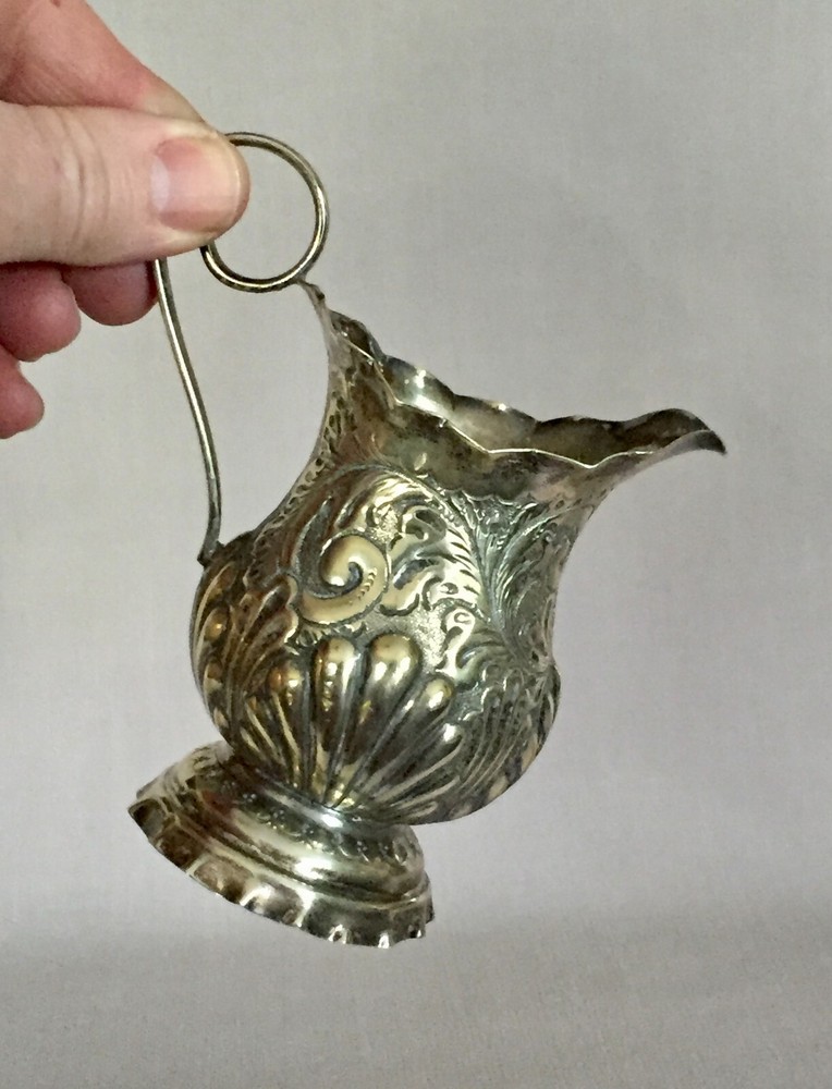 Antique Repousse Nickel Silver Cream Pitcher