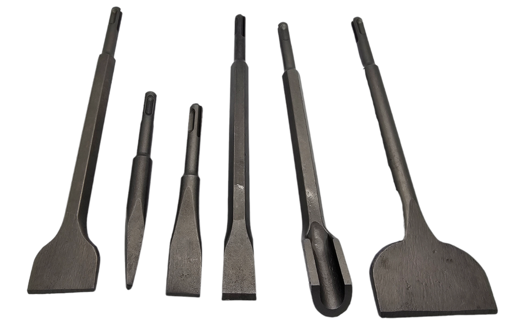 6pc SDS PLUS BITS CHISEL SET GROOVE CONCRETE POINT & FLAT ROTARY HAMMER DRILL