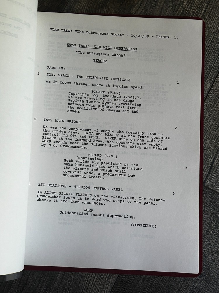STAR TREK Script The Next Generation Outrageous Okona 4th Revision Final Draft