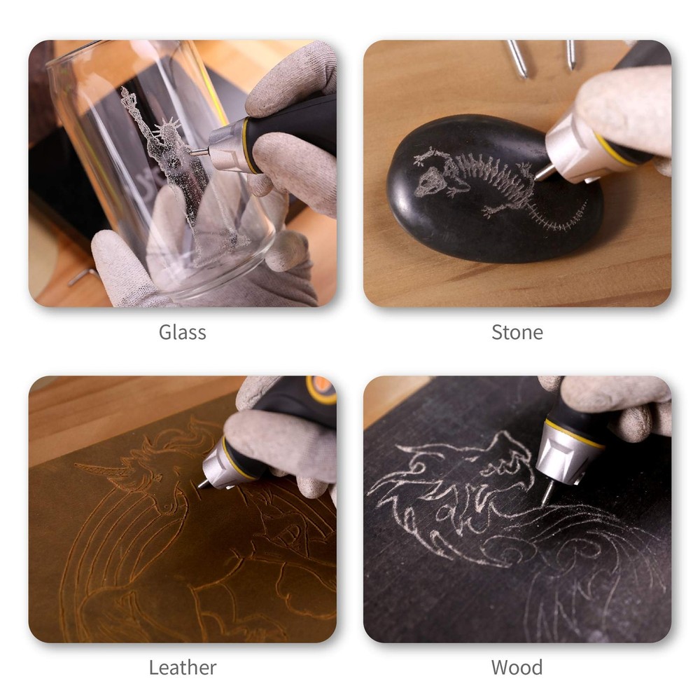 UTOOL Engraver Pen with Letter/Number Stencil, 1 + 4 Bits + 3 Stencils