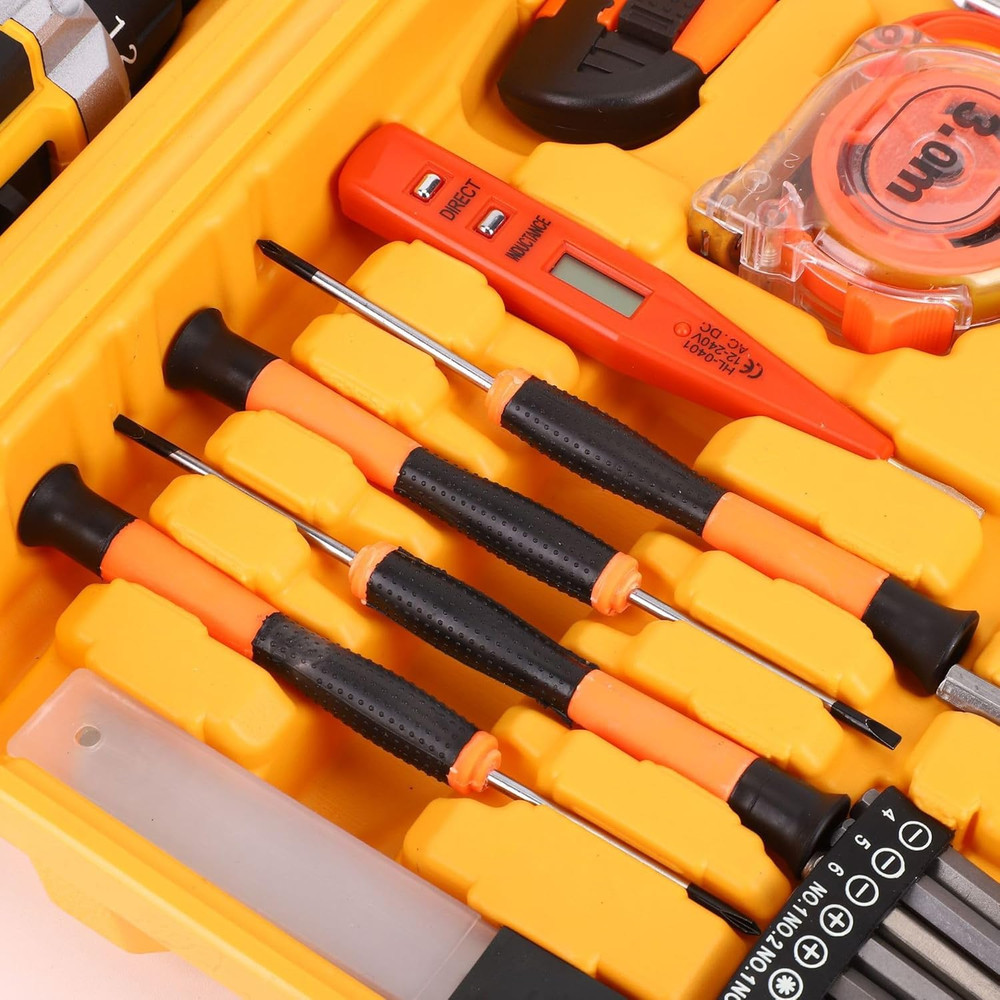 Tool Set - Tool Kit with Cordless Drill, 118 Piece Tool Box with Drill, Suitable