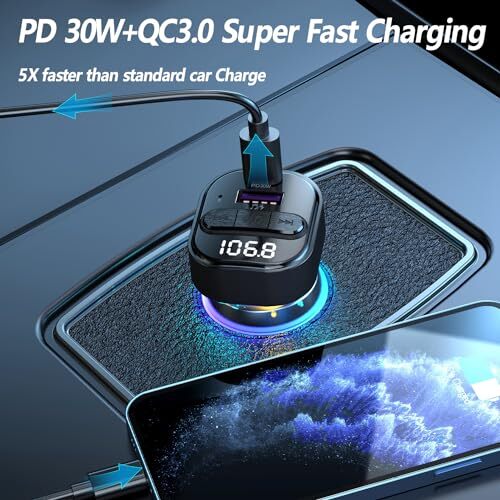 Bluetooth 5.3 FM Transmitter for Car, Bluetooth Car Adapter with Type-C