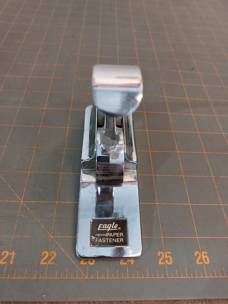 Metal Eagle Clipless Paper Fastener Stapleless Stapler 5" Vintage Works