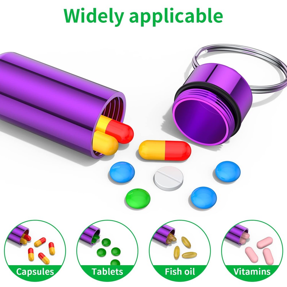 Small Portable Pill Case with Keychain(10 Pack), Urekt 10 Pack, Multicolor