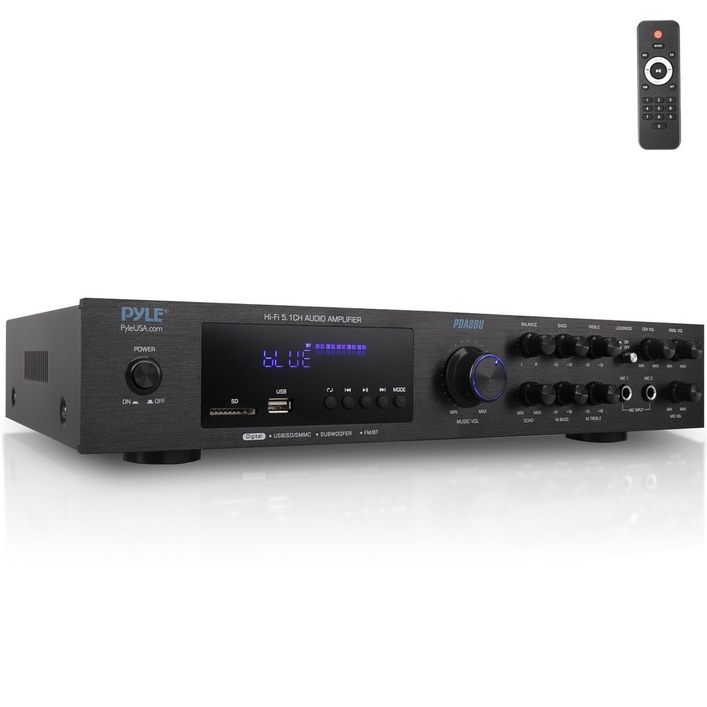 Pyle 5 Channel Audio Amplifier Built-in Bluetooth Wireless Audio Streaming