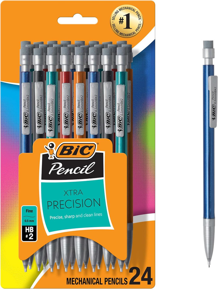 0.5mm Mechanical Pencils 24 Pack Xtra Precision Drafting w Erasers