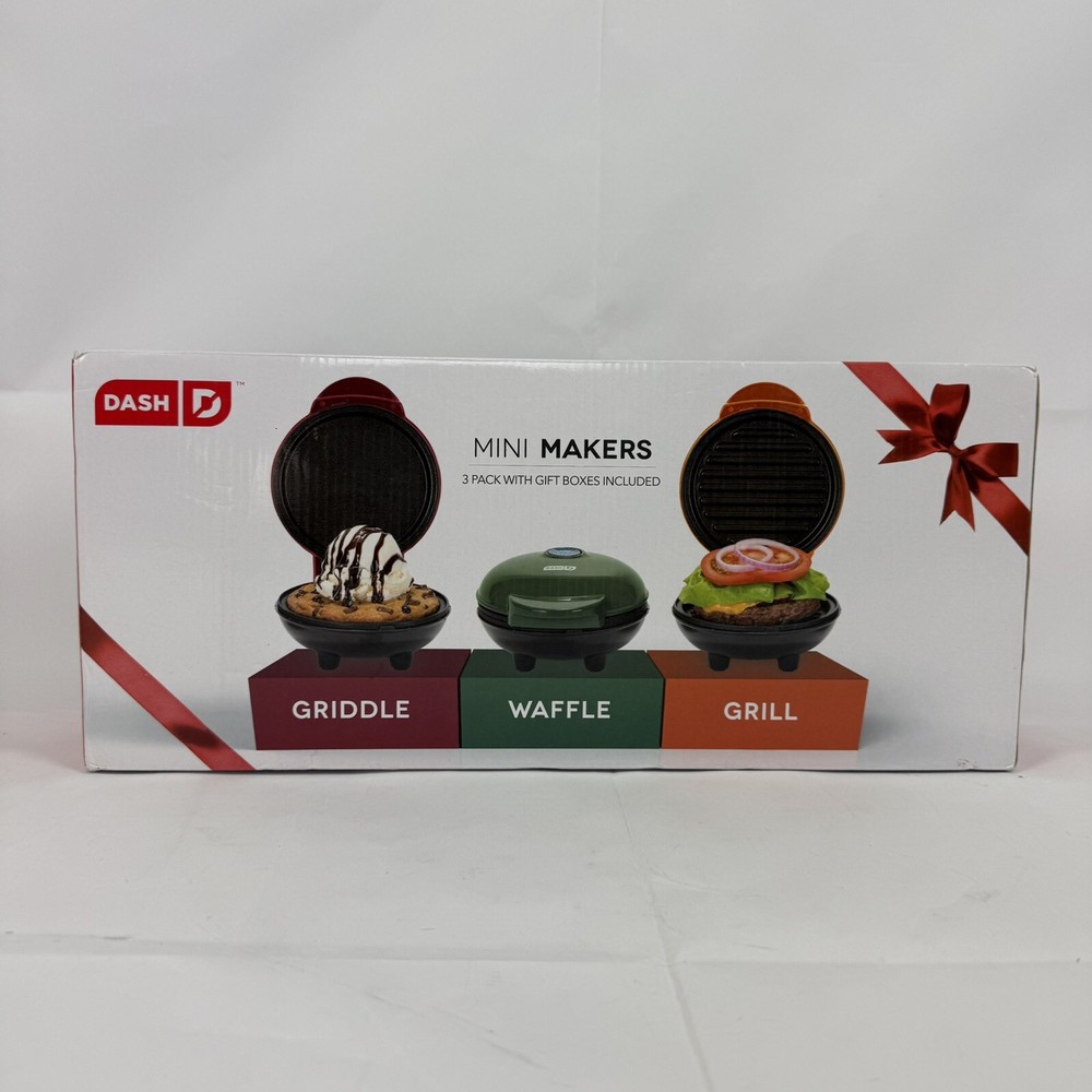 DASH Mini Maker Grill Griddle Waffle Maker (Set of 3) 4”