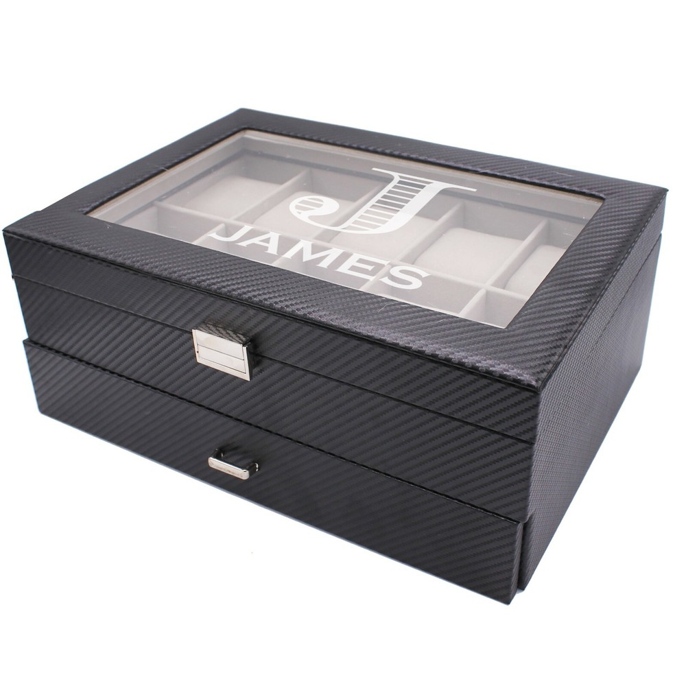 Personalized Watch and Sunglasses Box with Drawer