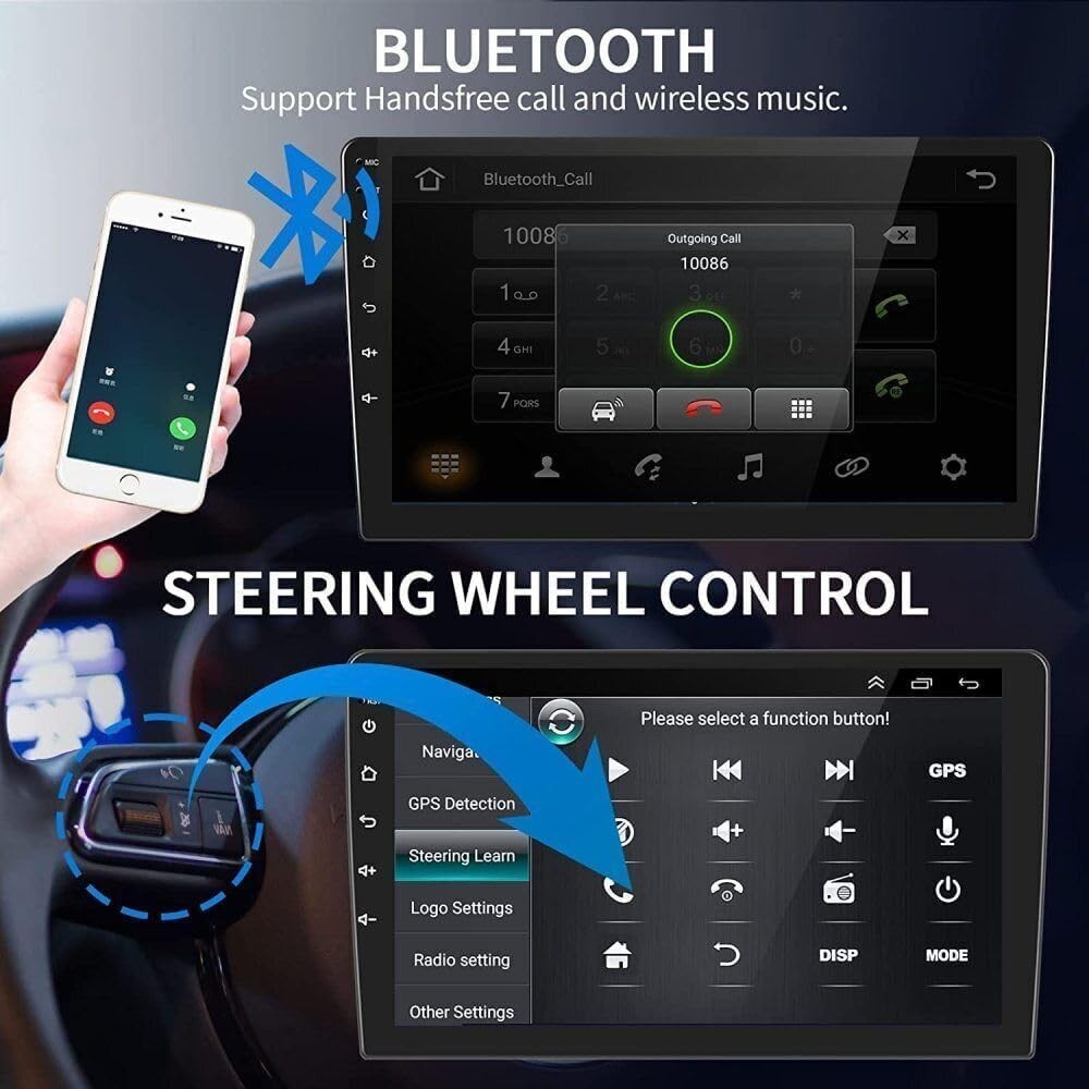 Android 14 Double Din 10" Touch Screen Car Stereo Wireless Carplay Backup Camera