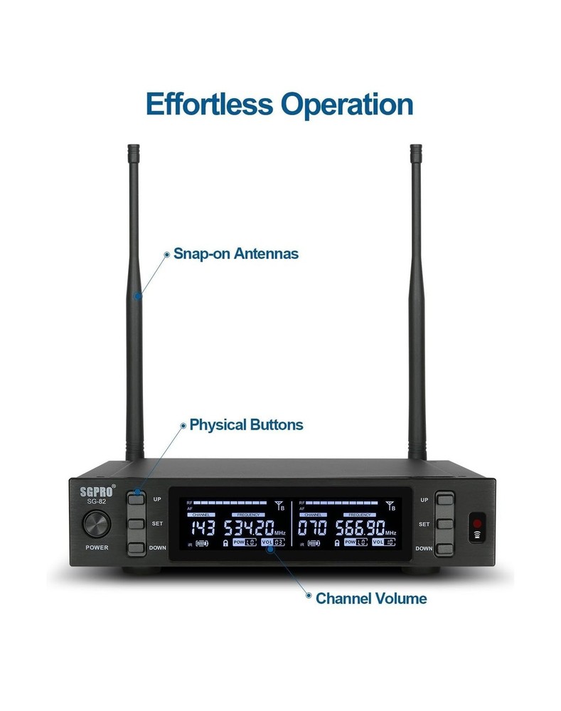 Dual Wireless Microphone System - Metal Handheld Mics & Receiver, Adjustable ...