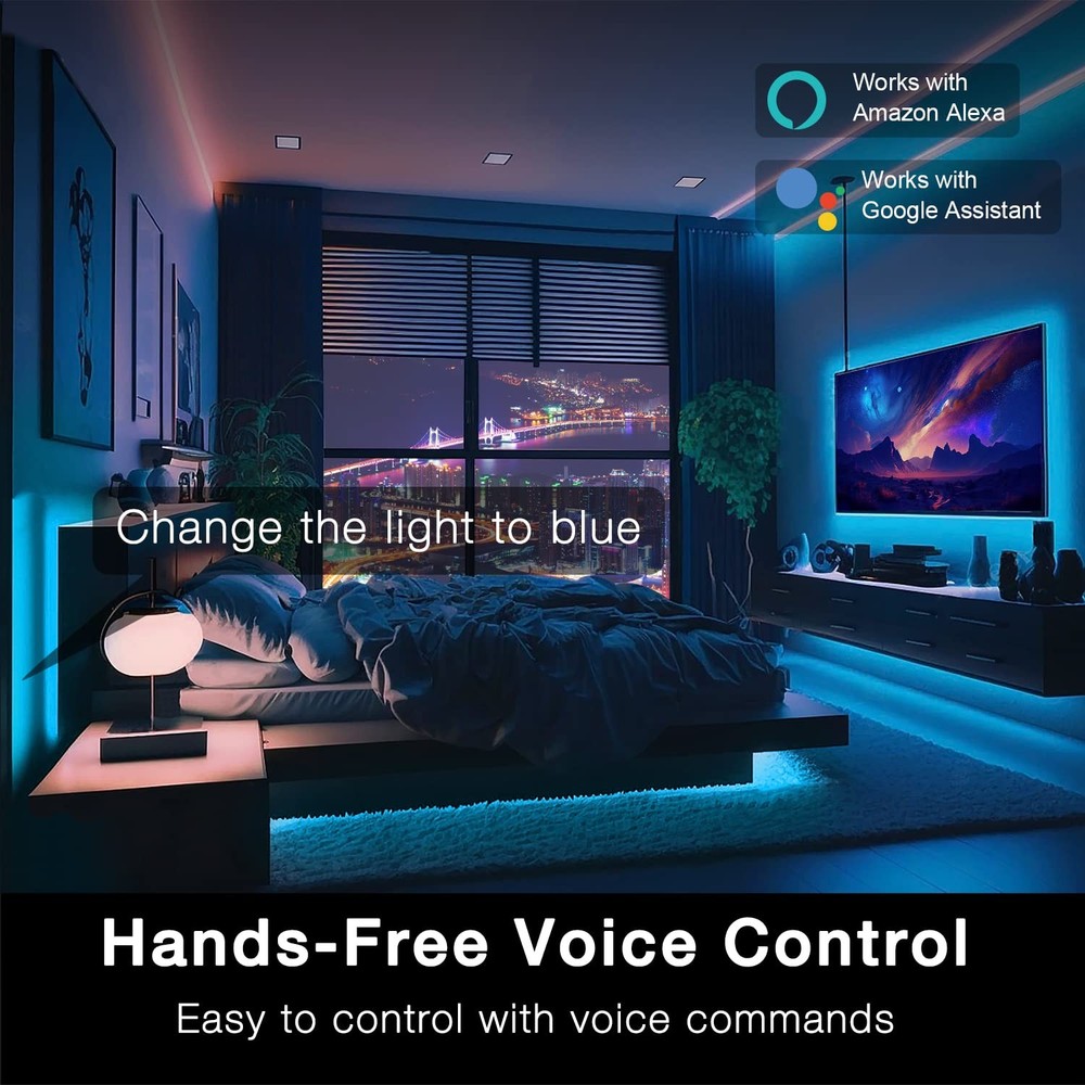 Smart WiFi Led Lights 100ft, Tuya App Controlled Led Strip Lights, Work with ...