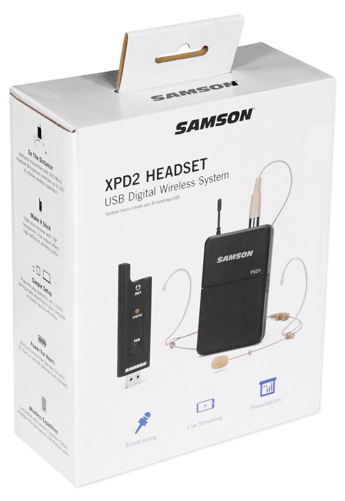 Samson Stage XPD2 Wireless Live Stream Podcast Broadcast Headset Microphone Mic
