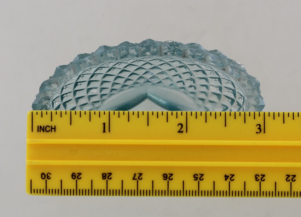 Vintage Pedestal Salt Dip Cellar - Light Blue Diamond Pattern