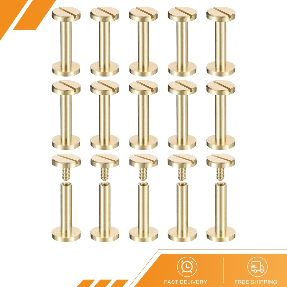 30Pack Brass Chicago Screws 18x10mm Post Nail Stud Rivet