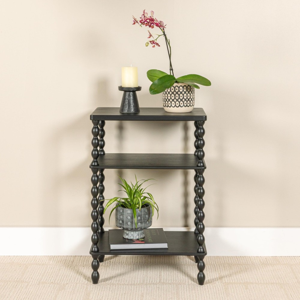 Bobbin Leg Rectangle Wood Accent Table, Black