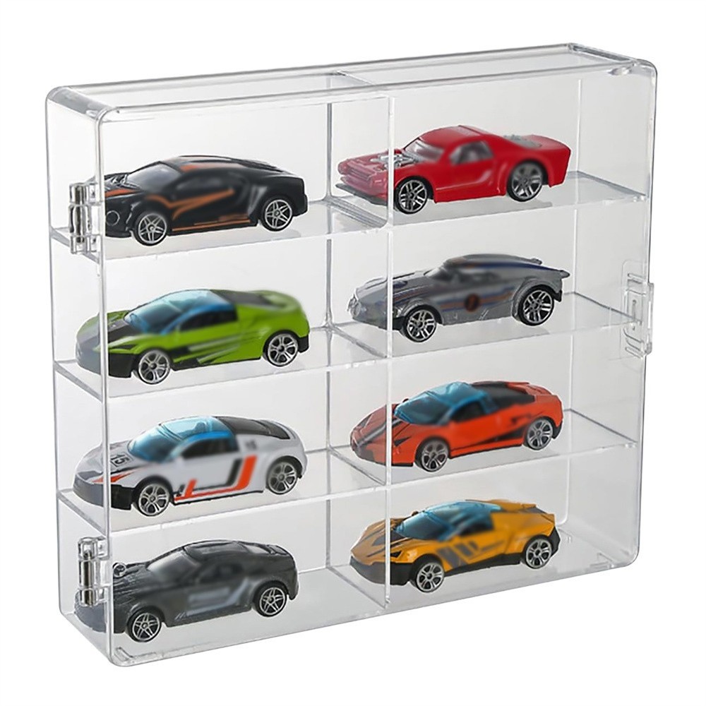 Car Display Case For 1/64 H-W Storage 8 Cars With Locking Latch Stackable