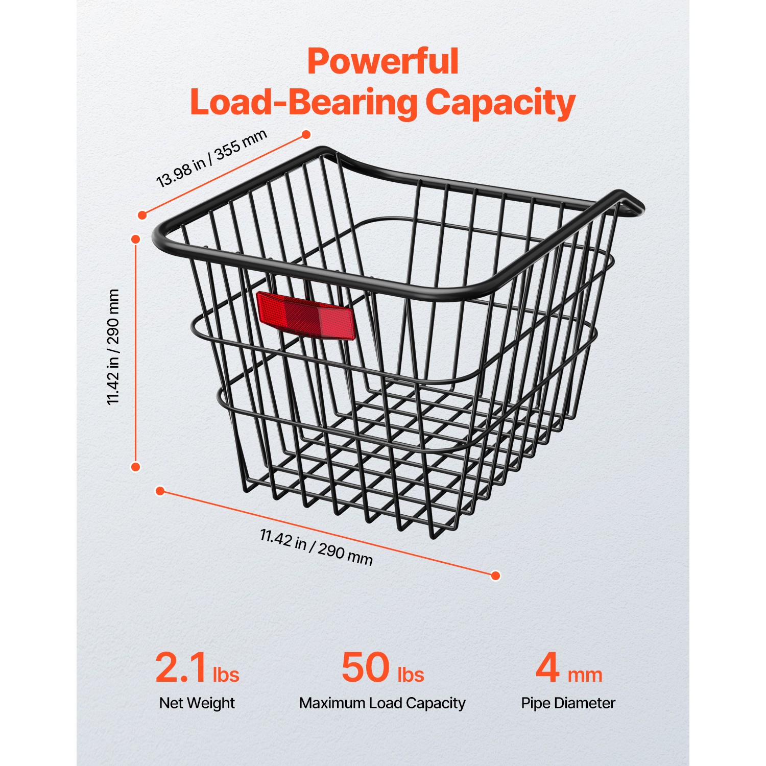 Rear Bike Basket Metal Wire Bicycle Basket Reflective Tail Light Cover