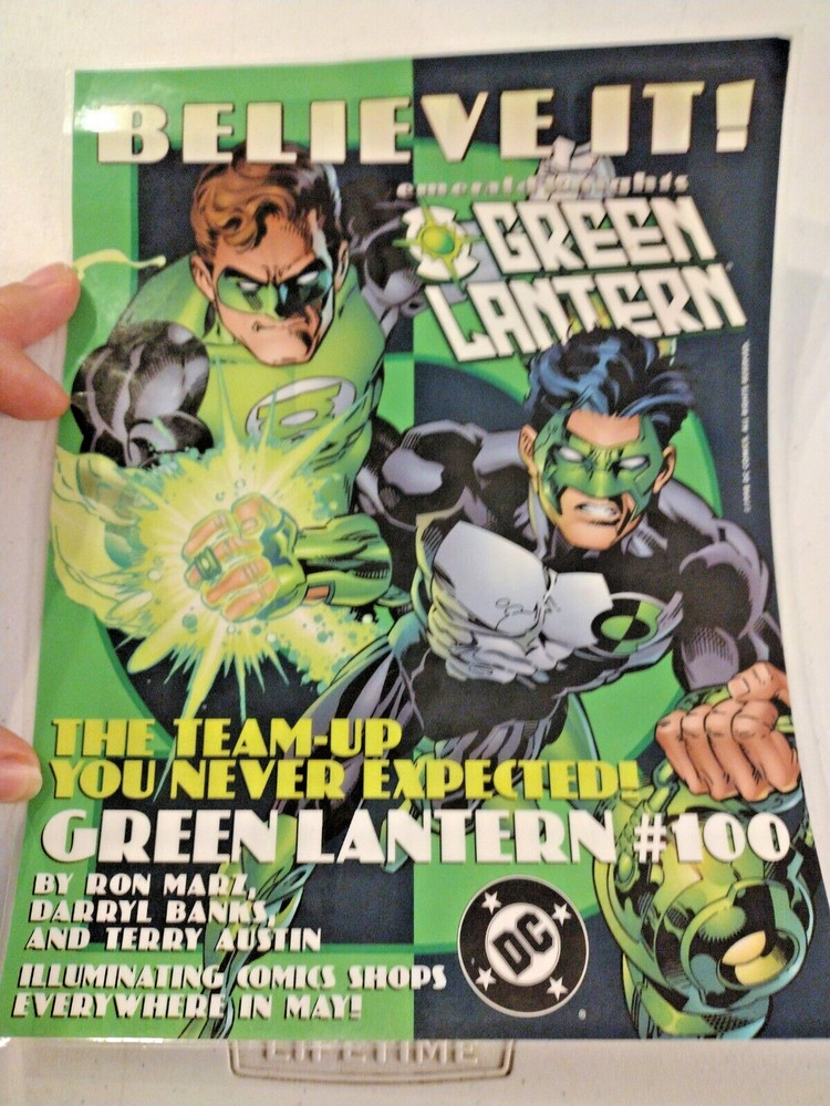VTG Green Lantern Laminated Advertising 1998 DC comics reversible image comics