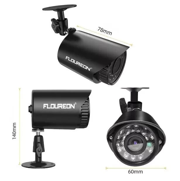 Floureon Security Camera NTSC System 4 AHD Cameras, 720P, 8CH DVR