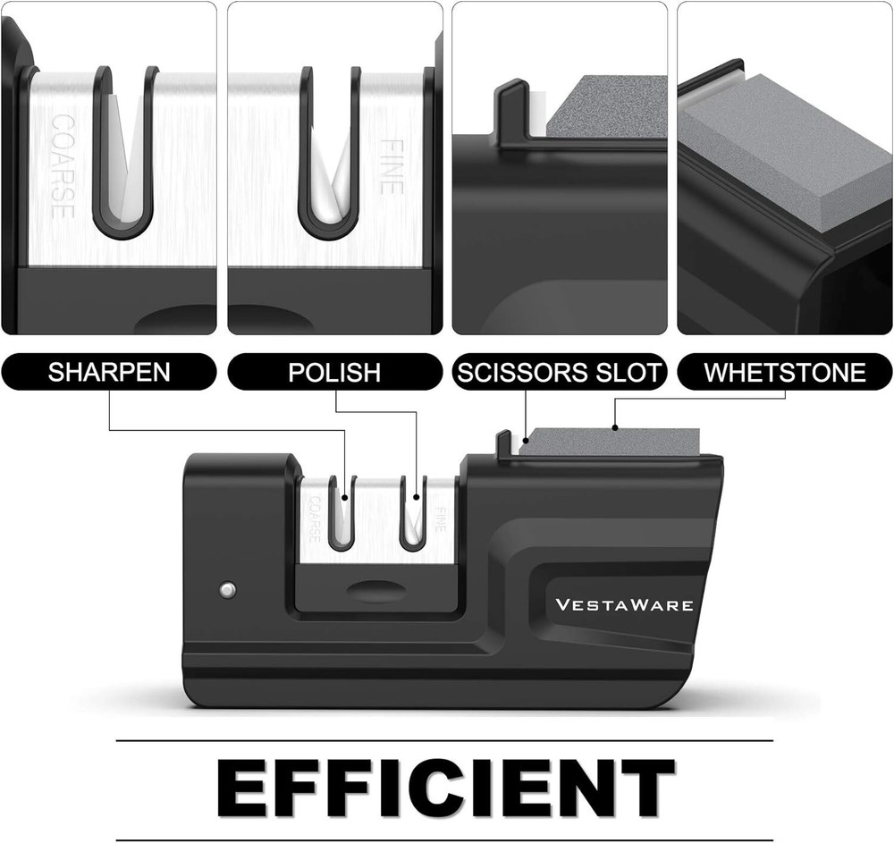 Kitchen Knife Sharpener - Vestaware Foldable 2-Stage Knife Sharpening Accessory