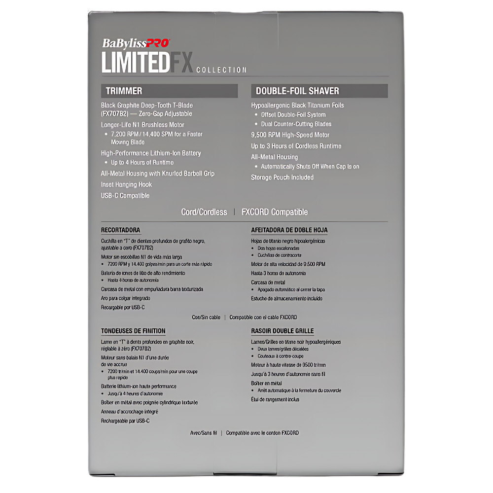 BaBylissPRO Clipper, Trimmer & Shaver Set Silver | FXDUOFS2TS + FX870S | NEW