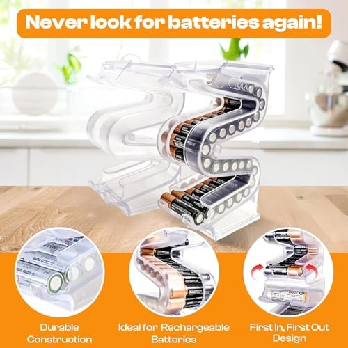 Battery Ladder Organizer Case for Batteries - Stackable or AAA 2 - Pack