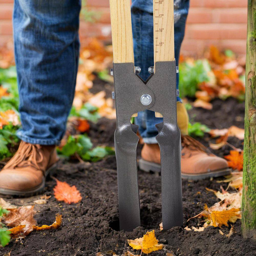 Post Hole Digger, Heavy Duty Post Hole Digger with Wood Handle, Manual Hole Digg