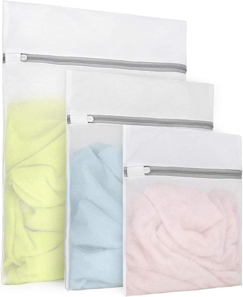 3Pcs Durable Fine Mesh Laundry Bags for Delicates (1Large, 1Medium, 1Small)