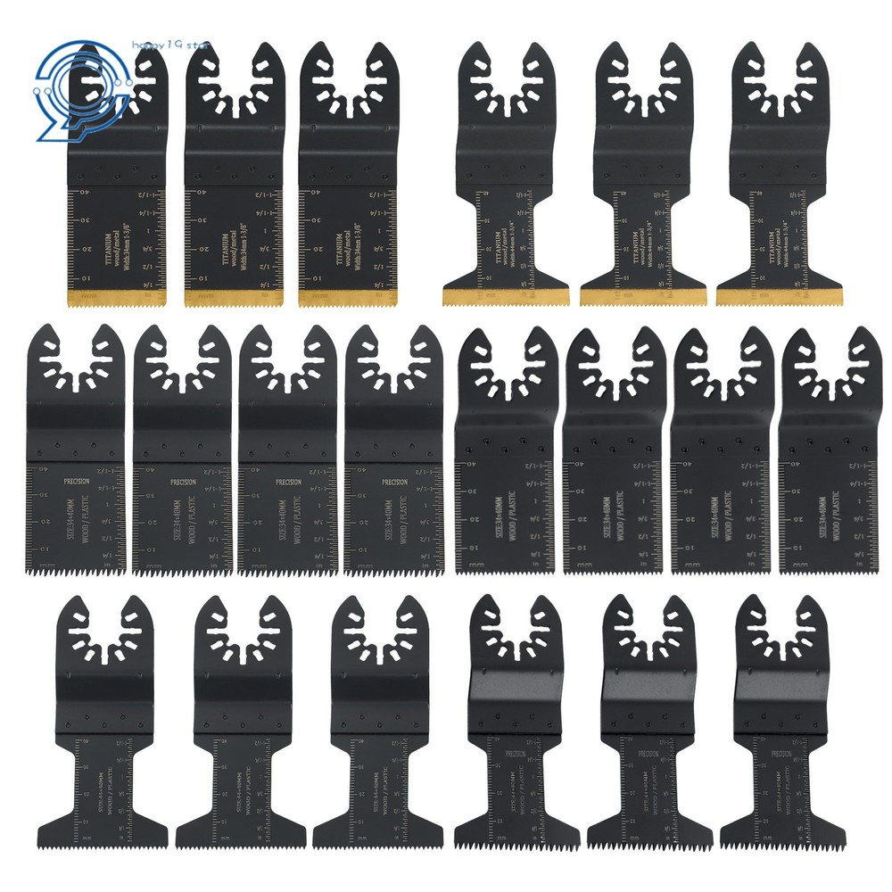 20 Pack Universal Oscillating Saw Blades - 6 Types Titanium Multitool Blades Kit