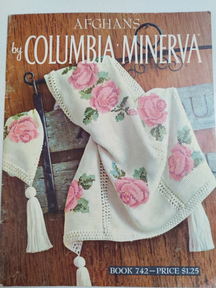 Afghans Ripple Patchwork Knitting Crochet Pattern Book 742 Columbia Minerva VTG