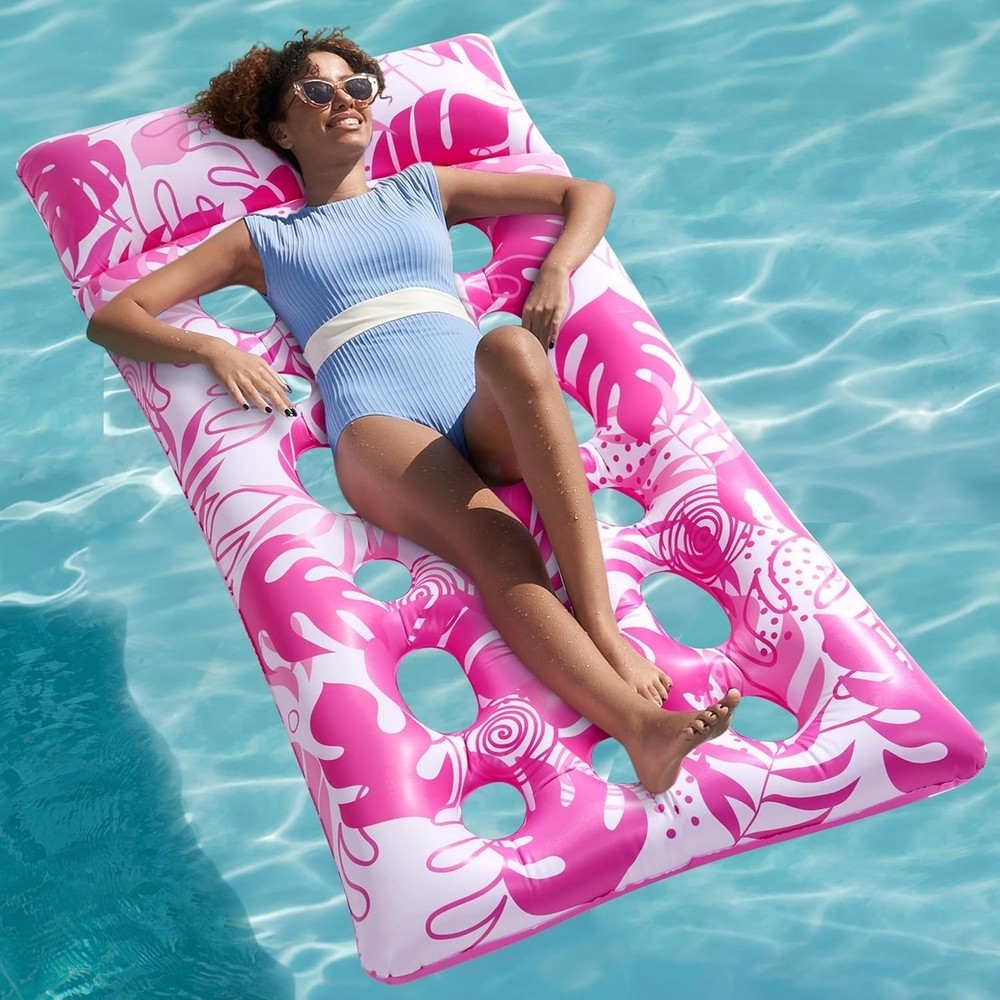 """Inflatable Pool Floats Adults - Large Pool Float Tanning Raft with Headrest,
