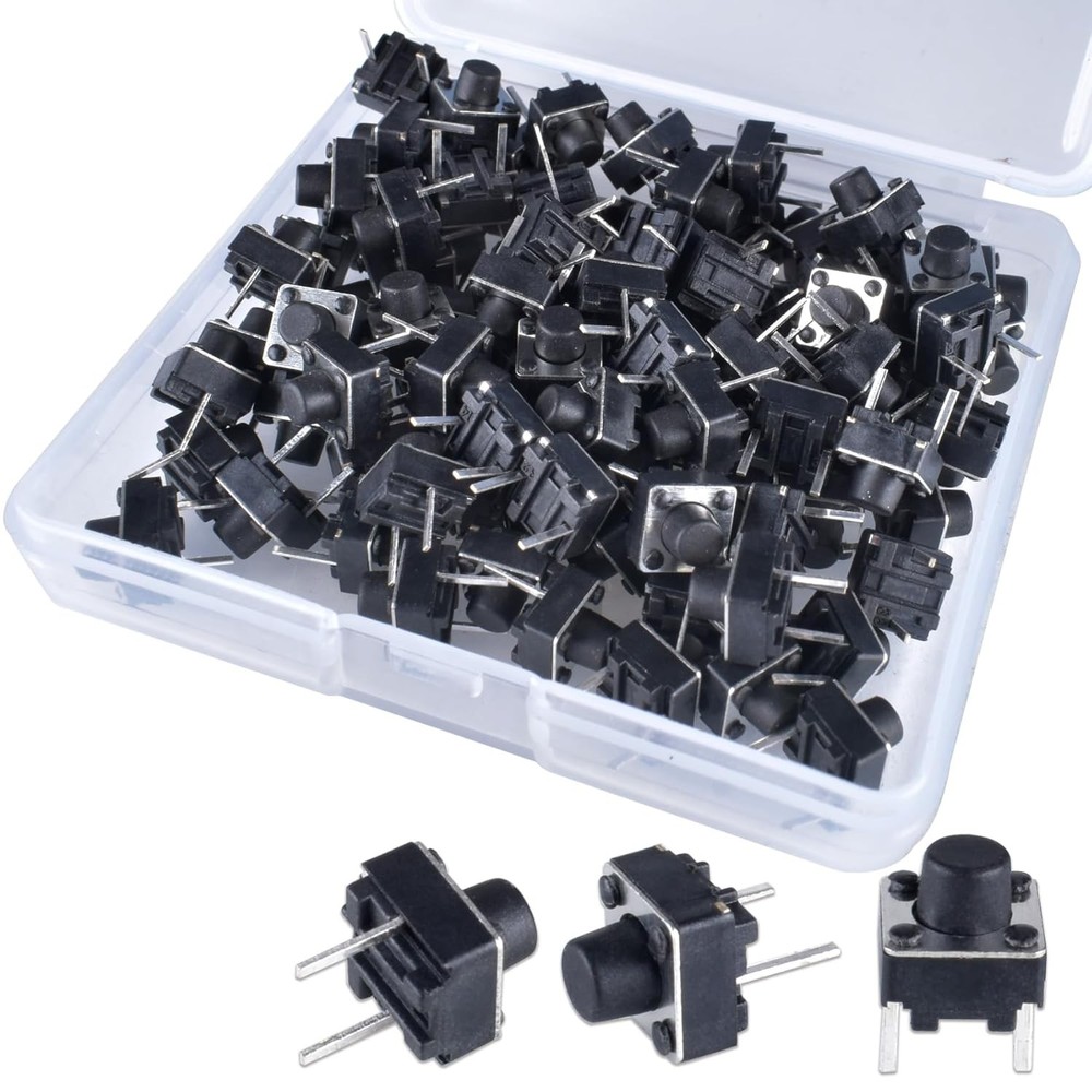100 Pcs Tact Push Button Switch 2 Pin 6x6x6 mm Micro Momentary Tactile Switch