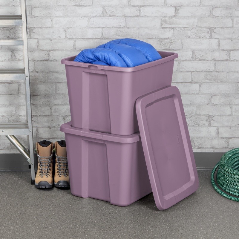 18 Gallon Stackable Storage Bins W/ Lid 8 Pack Plastic Totes W/ Handles New