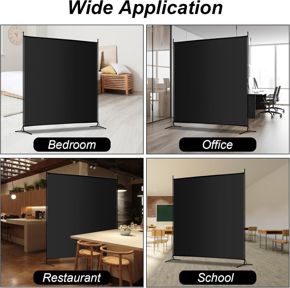 Single Large Panel Room Divider 6 Ft Tall Privacy Screen Room