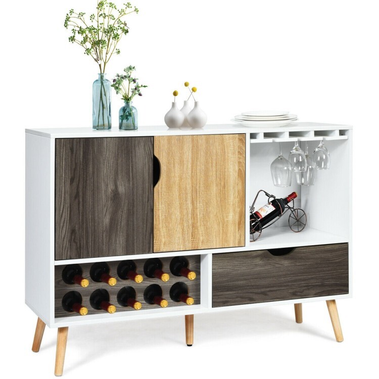 Mid-Century Kitchen Buffet Cabinet Sideboard Storage w/Adjustable Shelf & Drawer