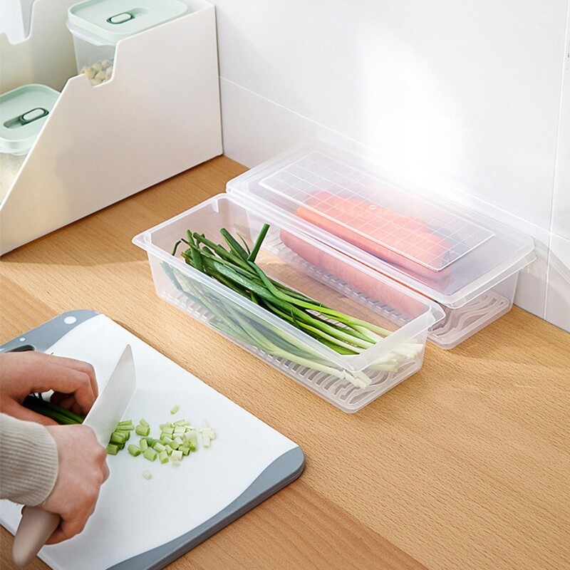 Stackable Fruit Storage Containers for Fridge Removable Drain Tray Containers