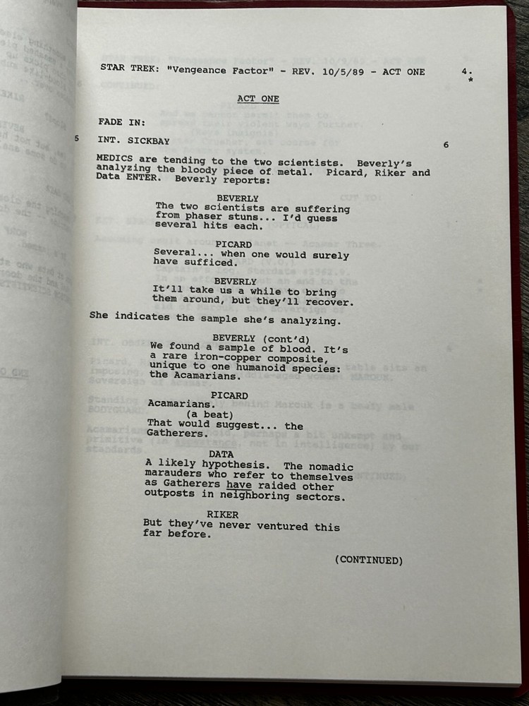 STAR TREK Script The Next Generation The Vengeance Factor Final Draft Sept 1989