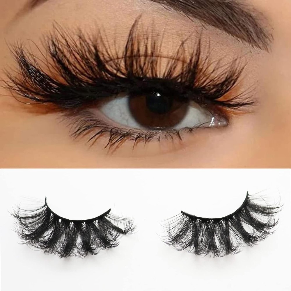 DAODER False Eyelashes 25mm Lashes Wispy Long 8D 7 Pair (Pack of 1), Black