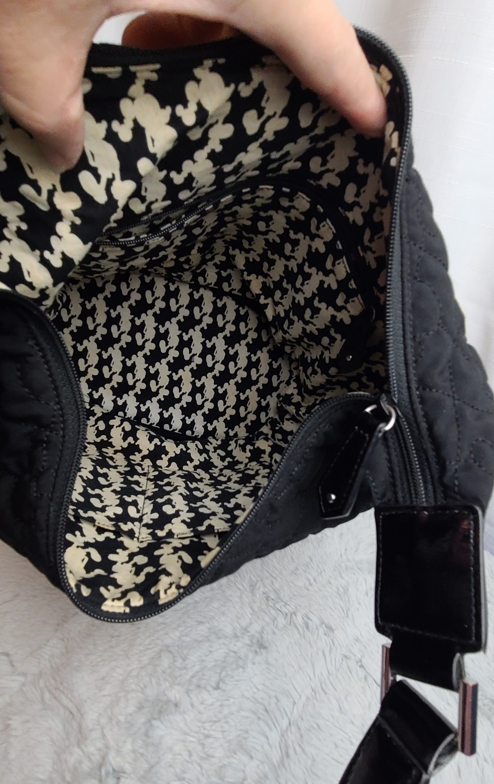 Vera Bradley Disneys Mickey Mouse Black Quilted Bucket Bag/Tote, Retired