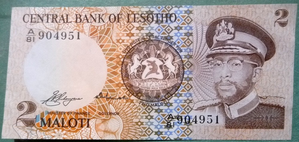 LESOTHO 2 MALOTI  UNC NOTE , P4 a, 1981 ISSUE