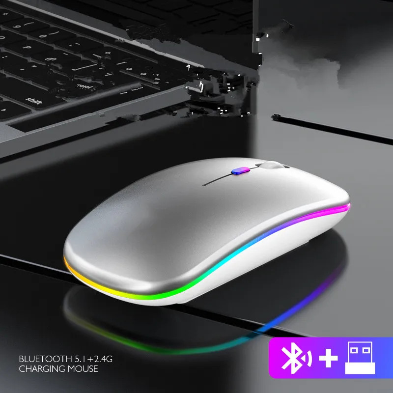 Bluetooth Wireless With USB Rechargeable RGB Mouse BT5.2 For Laptop Computer