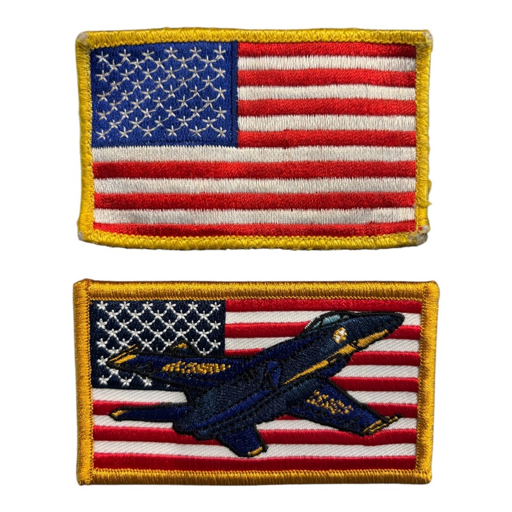 U.S. Navy Blue Angels Patch 3.5x2” Hook & Loop Backing American Flag Jet Design