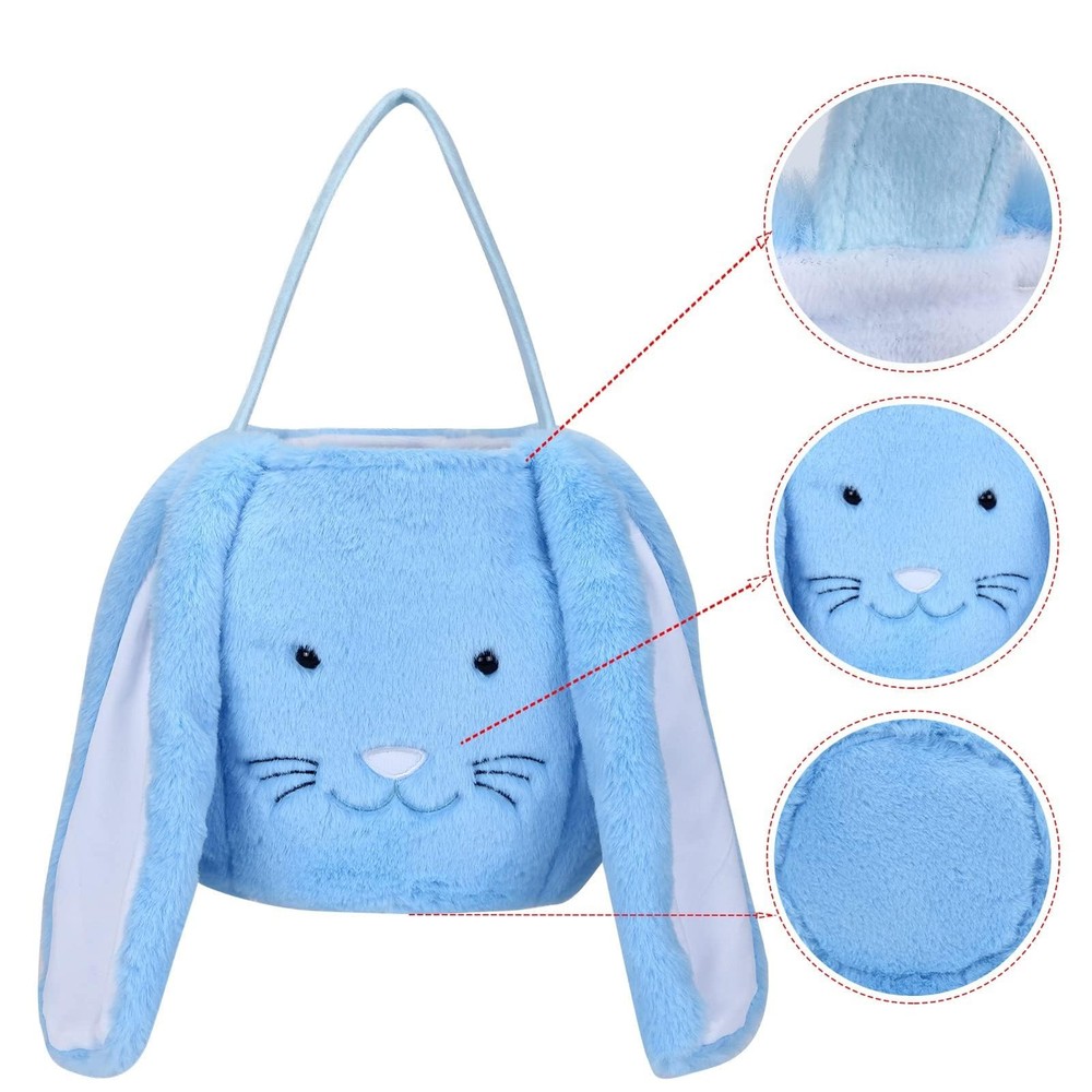Easter Basket,Bunny Easter Baskets,Easter Egg Basket Plush Easter Buckets for...